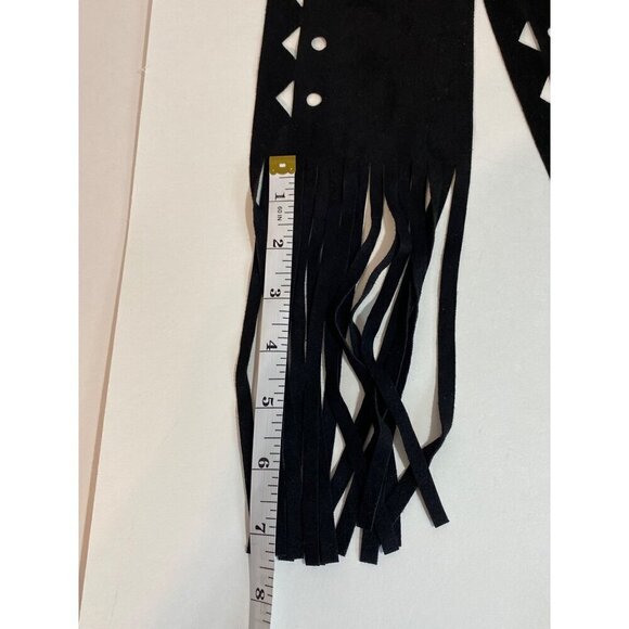 Jane & Berry Black Suede Like Scarf 4.5”x 84” Long Fringe & Cut Out Detail NWT - Picture 10 of 10